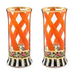MacKenzie-Childs Maypole Apricot Highball Glass, Set of 2< Holiday|The Halloween Shop