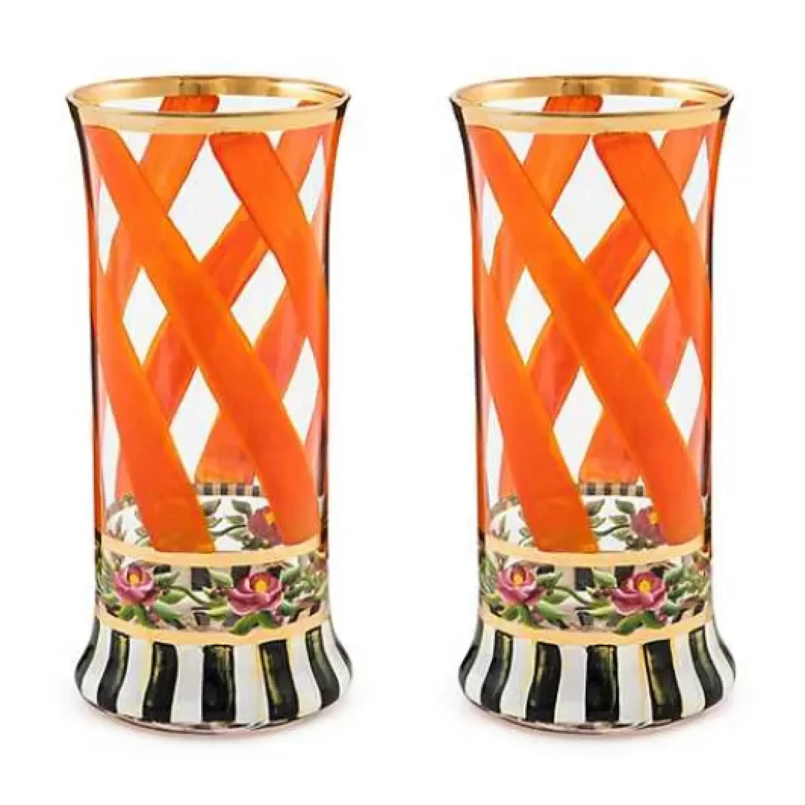 MacKenzie-Childs Maypole Apricot Highball Glass, Set of 2< Holiday|The Halloween Shop