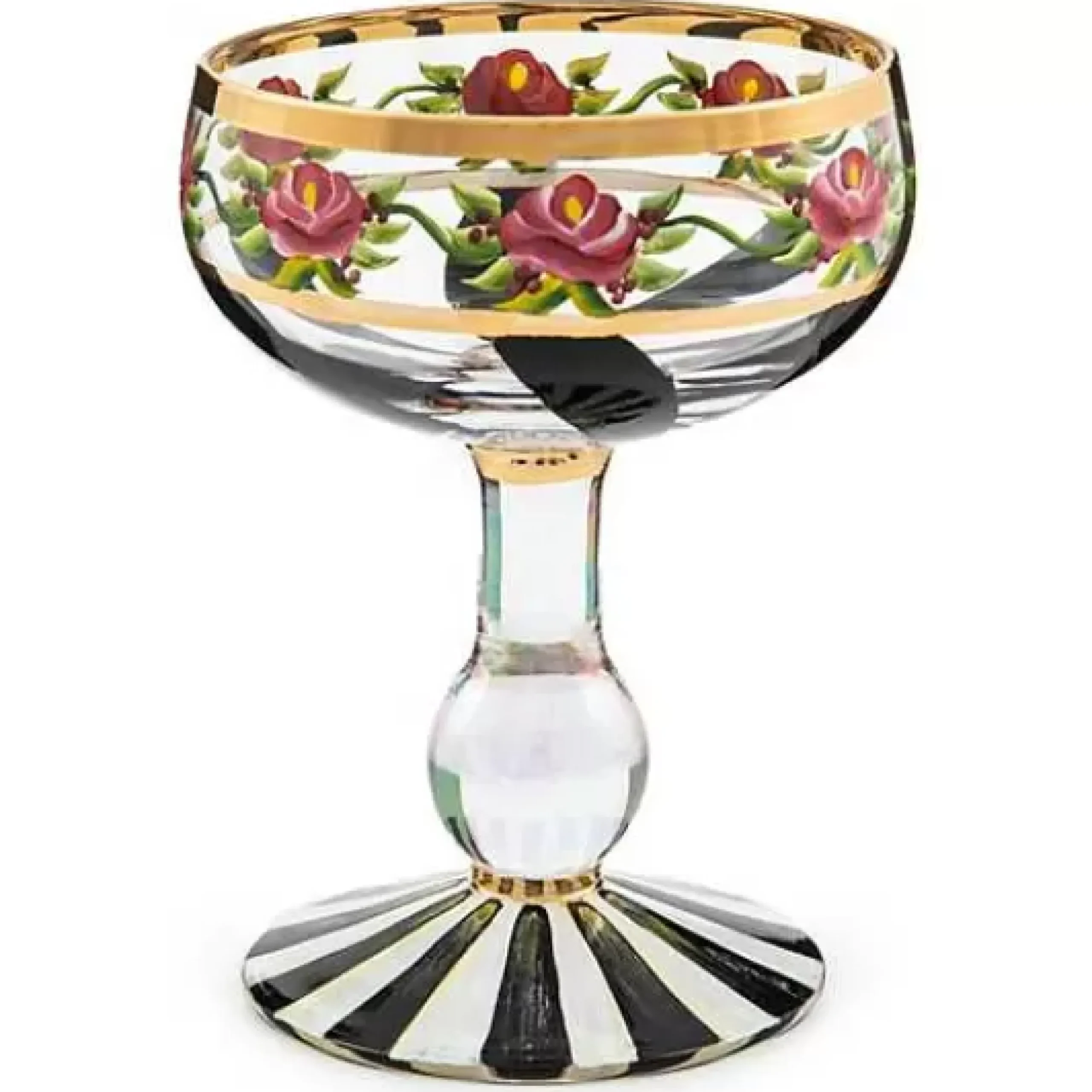 MacKenzie-Childs Maypole Black Coupe Glass< Drinkware|Bar Entertaining