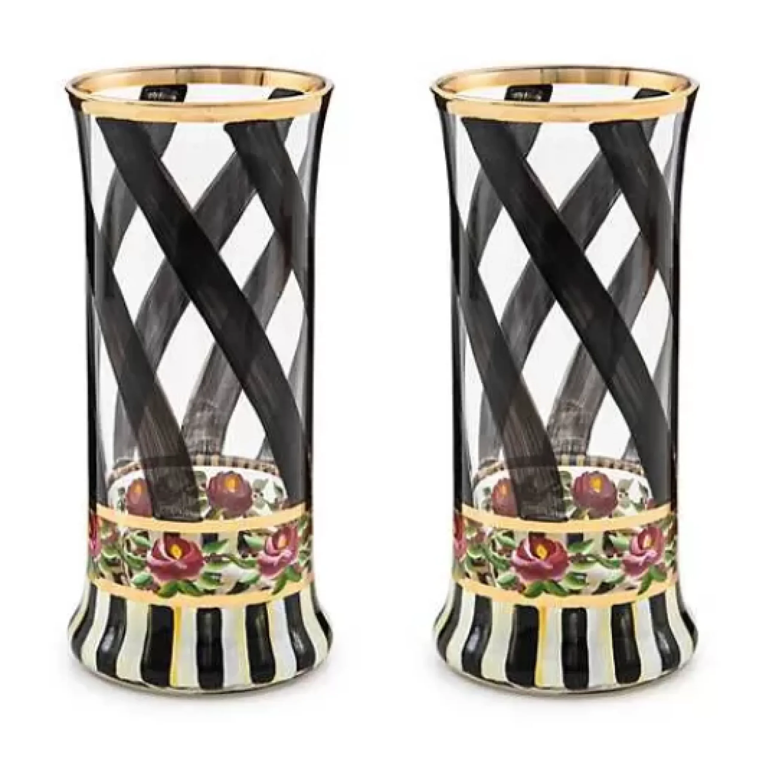 MacKenzie-Childs Maypole Black Highball Glass, Set of 2< Holiday|The Halloween Shop