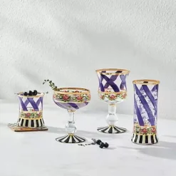 MacKenzie-Childs Maypole Lavender Coupe Glass< Drinkware