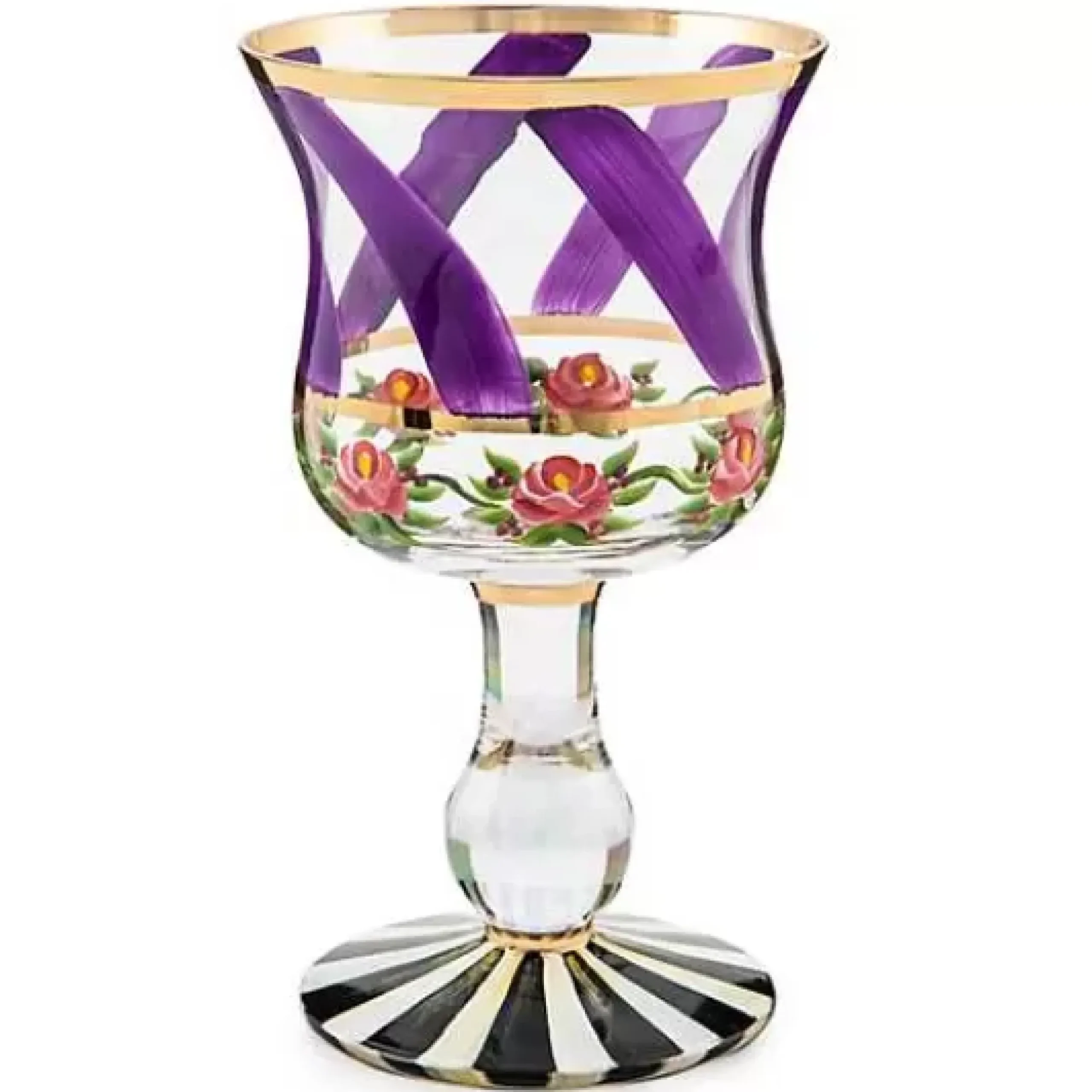 MacKenzie-Childs Maypole Lavender Wine Glass< Drinkware|Bar Entertaining