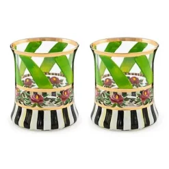MacKenzie-Childs Maypole Leaf Tumbler Glass, Set of 2< Drinkware|Bar Entertaining