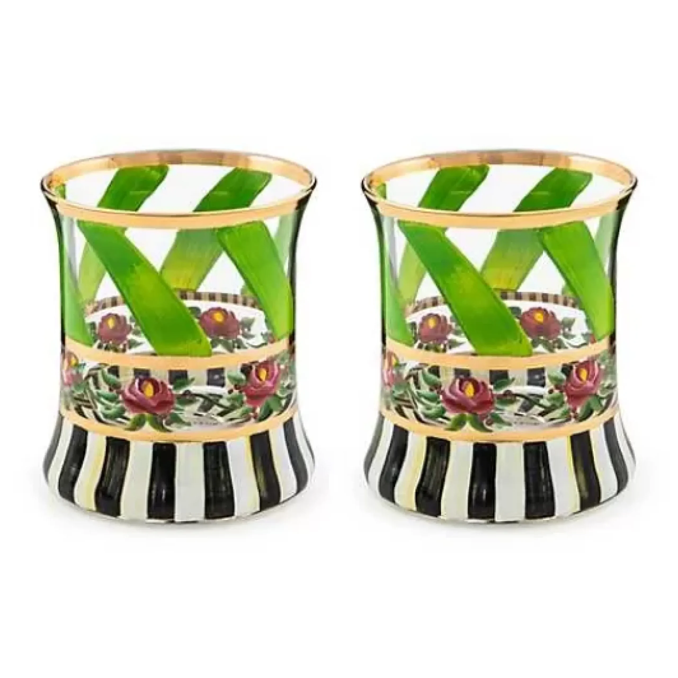 MacKenzie-Childs Maypole Leaf Tumbler Glass, Set of 2< Drinkware|Bar Entertaining