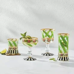 MacKenzie-Childs Maypole Leaf Tumbler Glass, Set of 2< Drinkware|Bar Entertaining