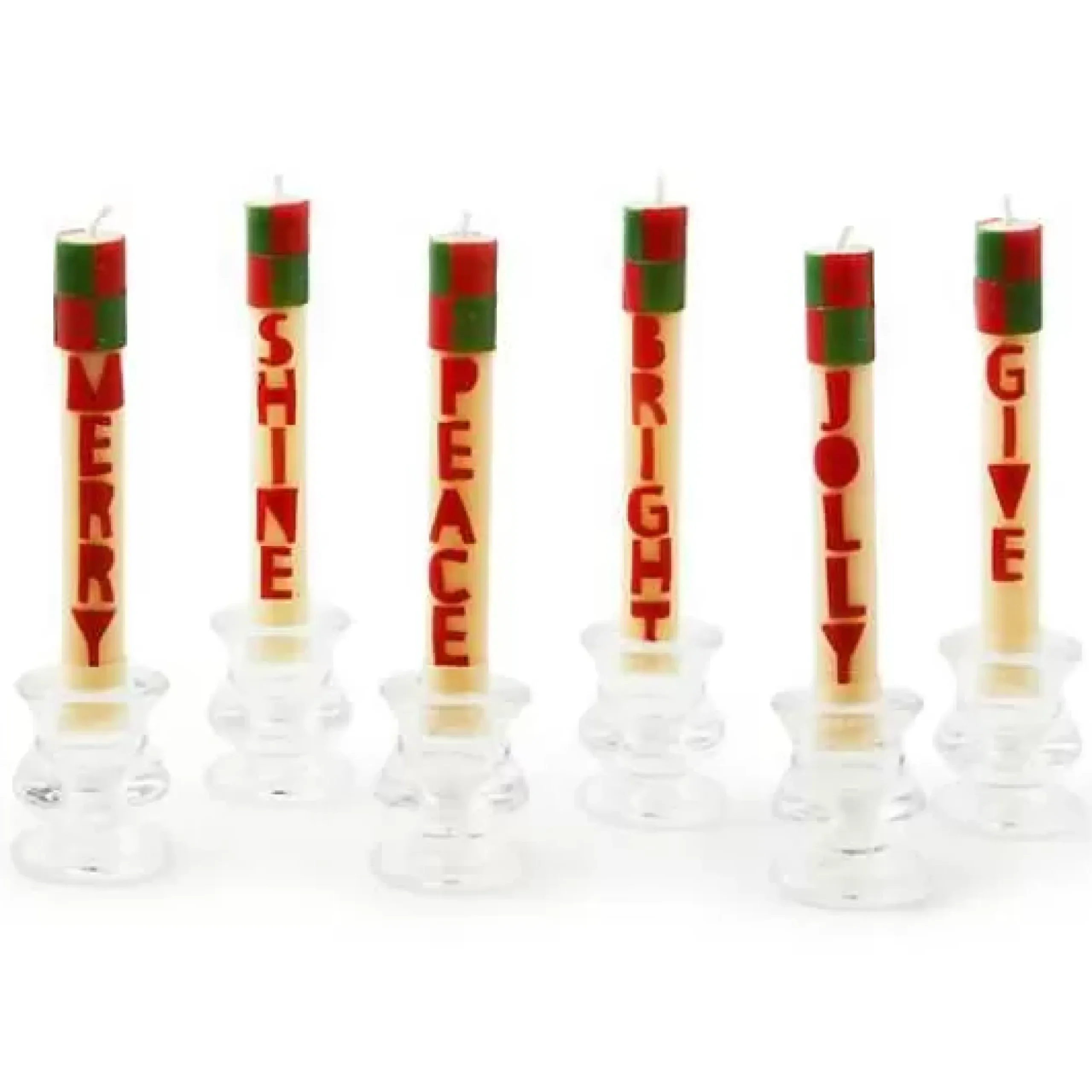 MacKenzie-Childs Merry Bright Mini Dinner Candles, Set of 6< Holiday|Candles & Fragrances