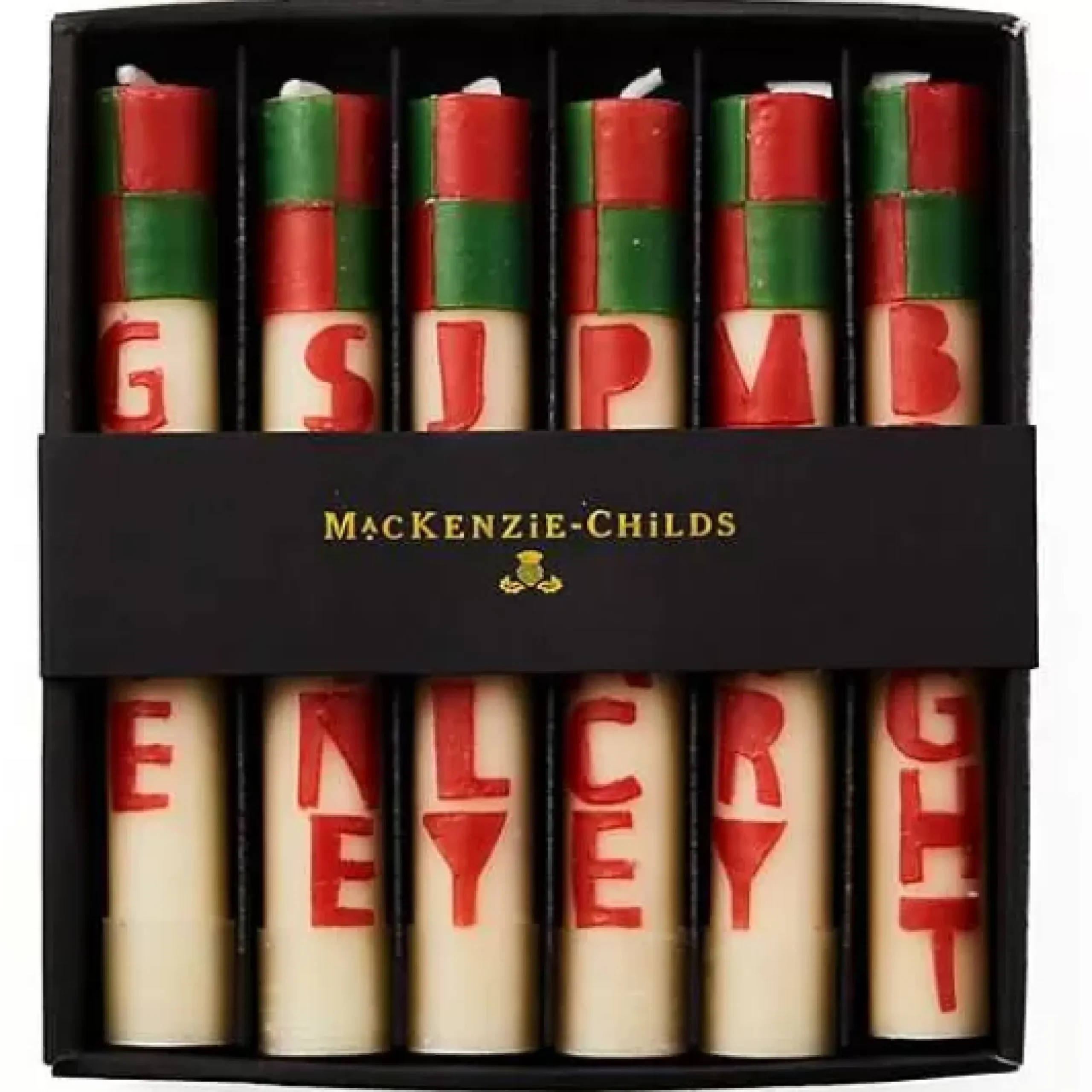 MacKenzie-Childs Merry Bright Mini Dinner Candles, Set of 6< Holiday|Candles & Fragrances