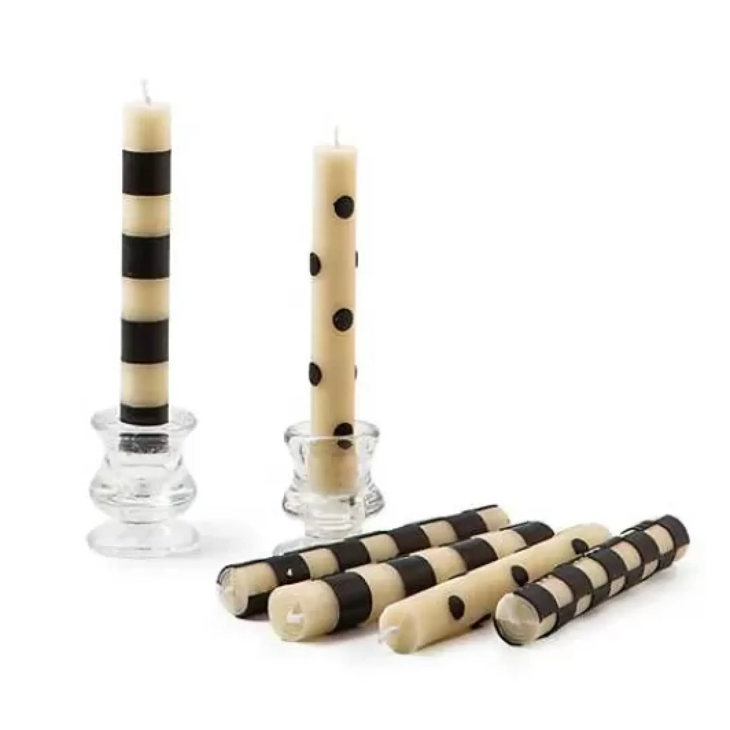 MacKenzie-Childs Mini Black Ivory Dinner Candles, Set of 6< Candles & Fragrances|Table Accessories