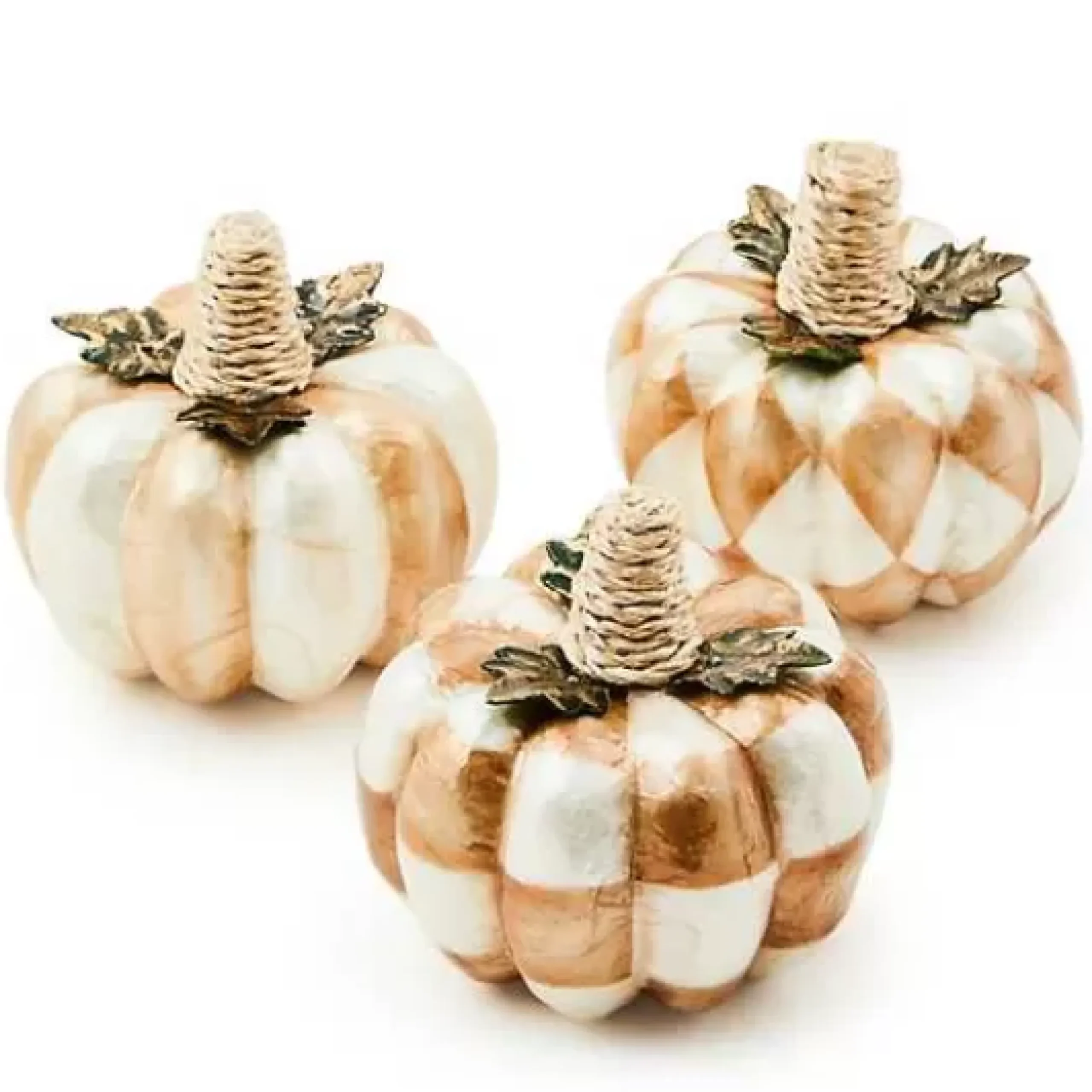 MacKenzie-Childs Mocha Capiz Pumpkins, Set of 3< Pumpkins|The Fall Shop