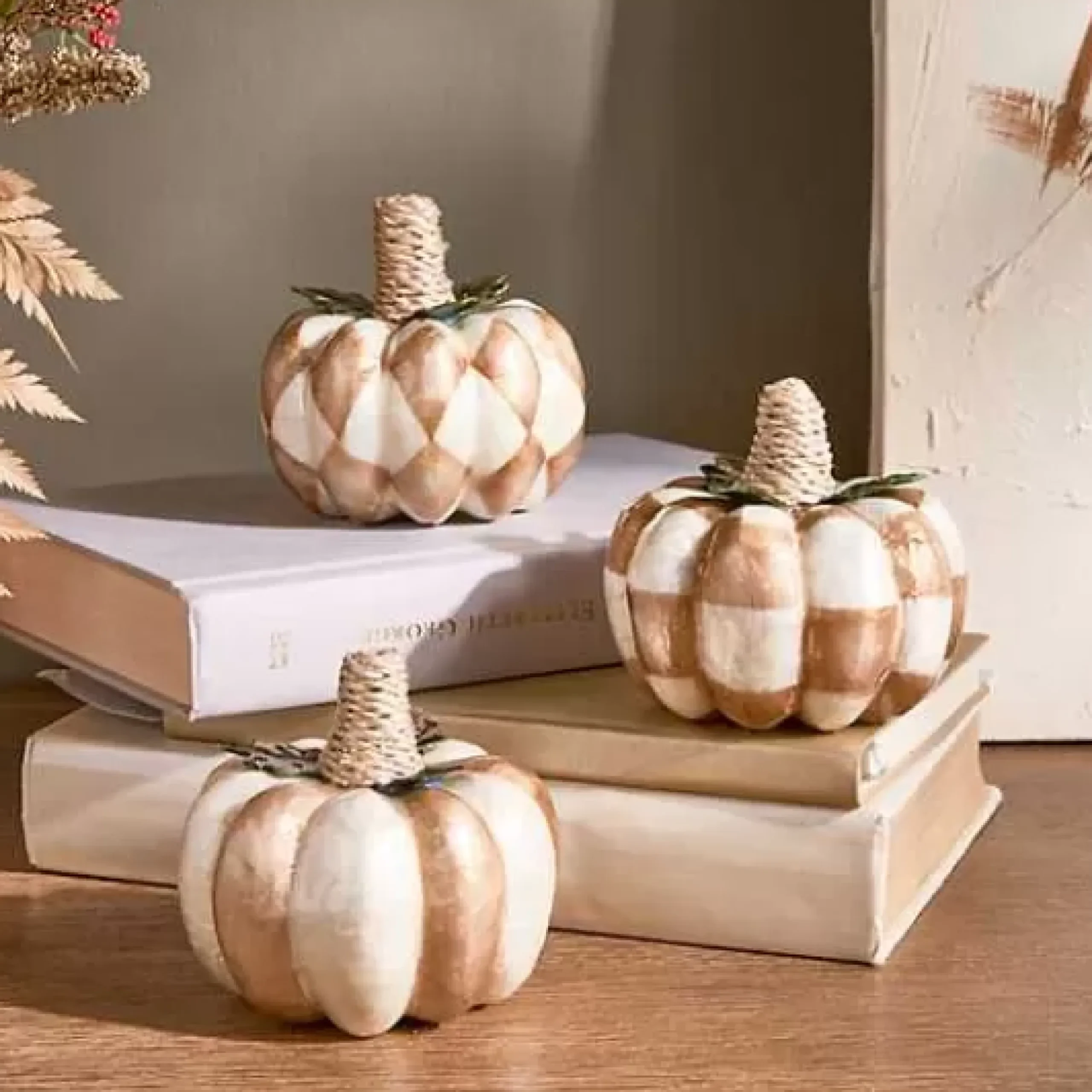 MacKenzie-Childs Mocha Capiz Pumpkins, Set of 3< Pumpkins|The Fall Shop