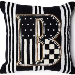 MacKenzie-Childs Monogram B Beaded Throw Pillow< Pillows, Throws, & Cushions
