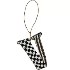 MacKenzie-Childs Monogram Beaded V Ornament< Holiday