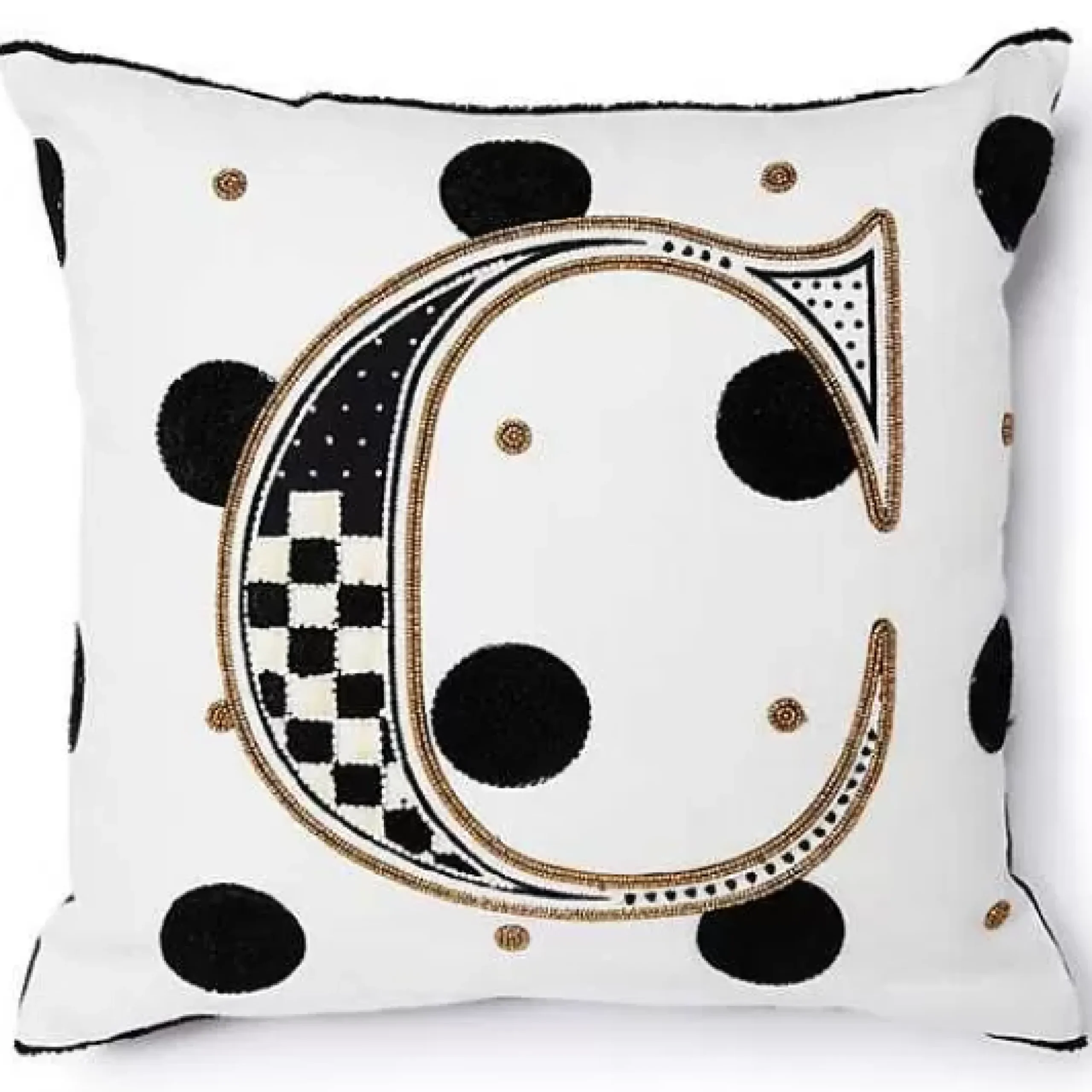 MacKenzie-Childs Monogram C Beaded Throw Pillow< Pillows, Throws, & Cushions