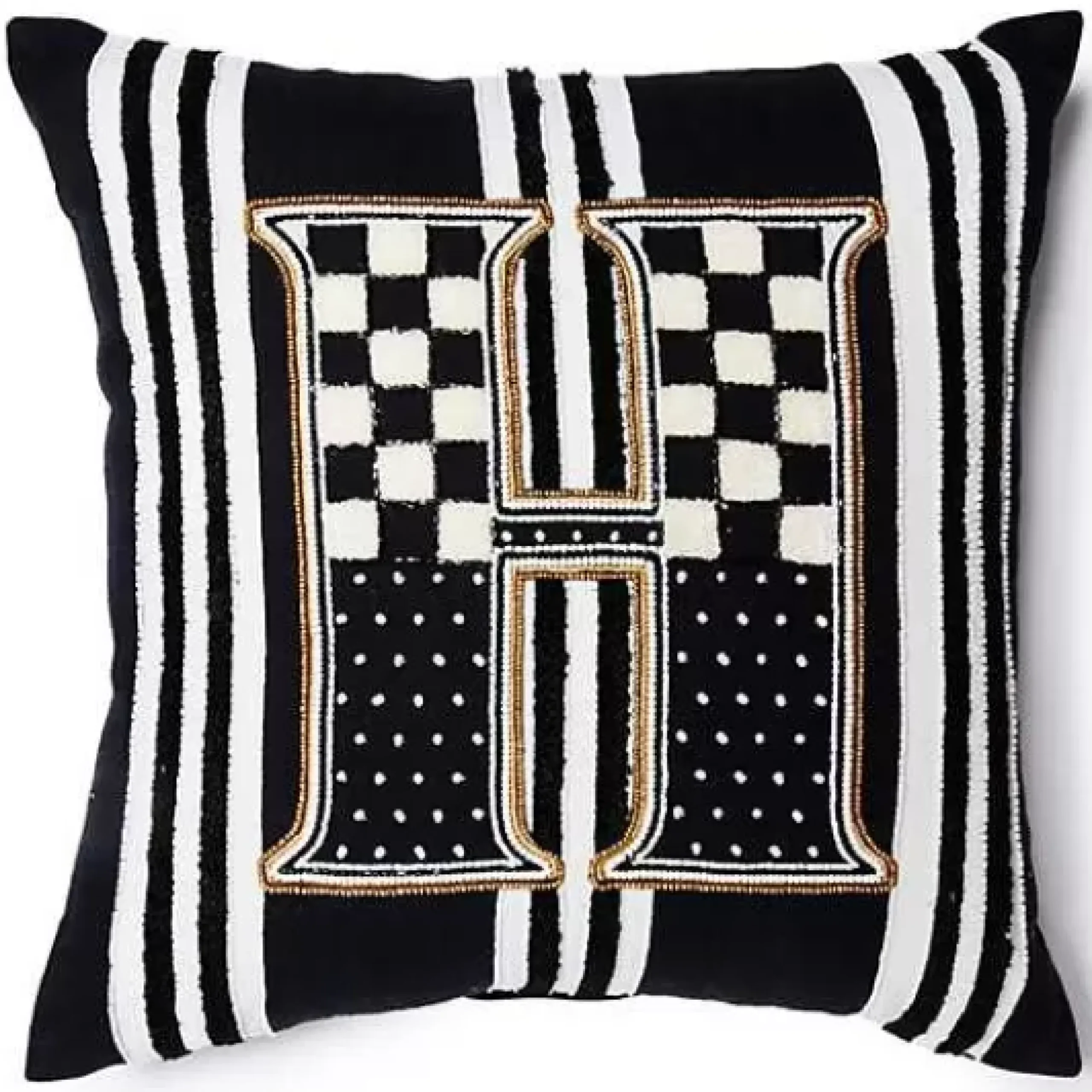 MacKenzie-Childs Monogram H Beaded Throw Pillow< Pillows, Throws, & Cushions