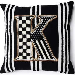 MacKenzie-Childs Monogram K Beaded Throw Pillow< Pillows, Throws, & Cushions