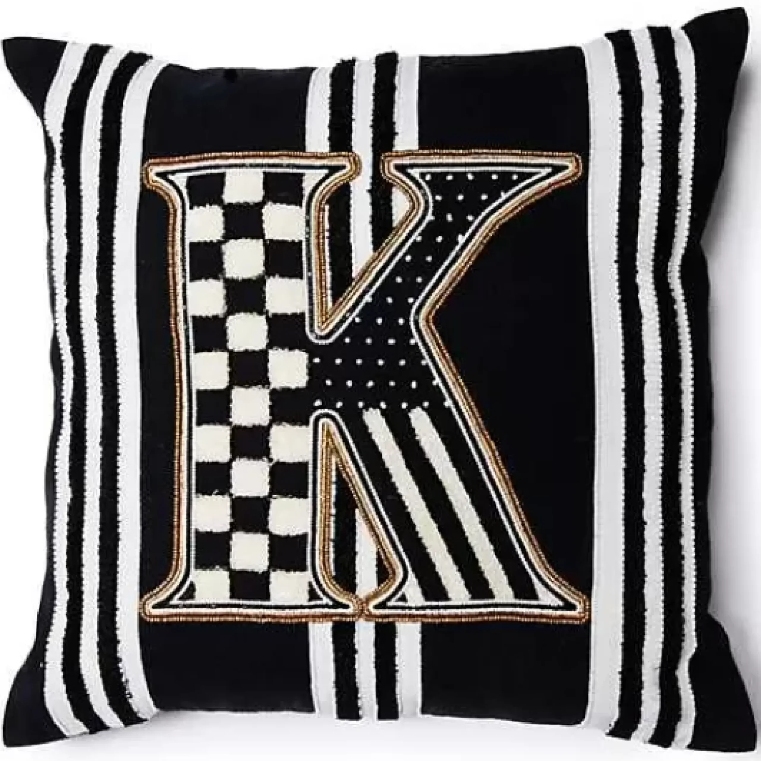 MacKenzie-Childs Monogram K Beaded Throw Pillow< Pillows, Throws, & Cushions
