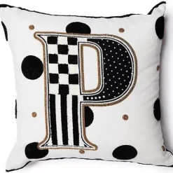 MacKenzie-Childs Monogram P Beaded Throw Pillow< Pillows, Throws, & Cushions
