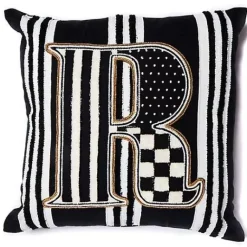 MacKenzie-Childs Monogram R Beaded Throw Pillow< Pillows, Throws, & Cushions