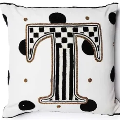 MacKenzie-Childs Monogram T Beaded Throw Pillow< Pillows, Throws, & Cushions