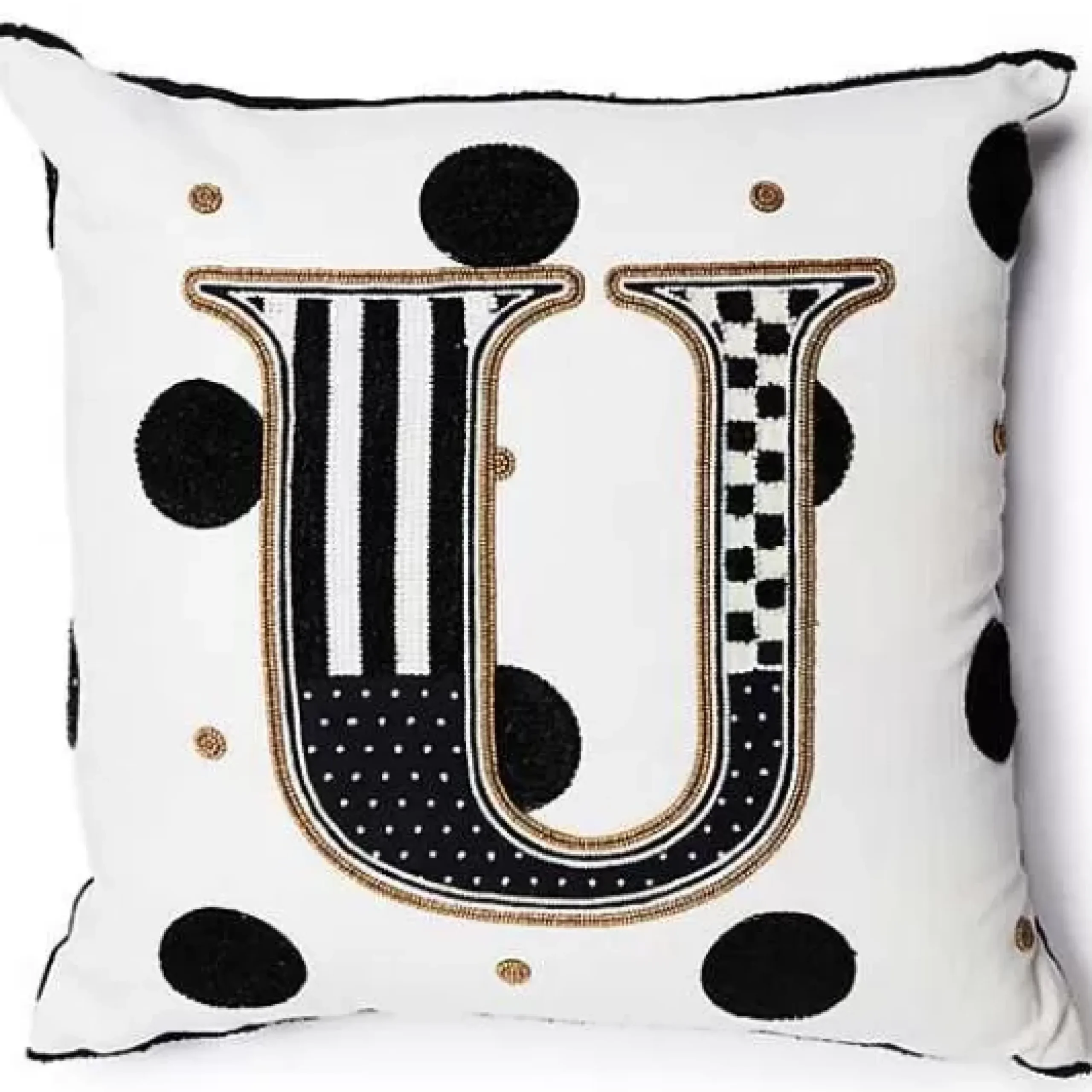 MacKenzie-Childs Monogram U Beaded Throw Pillow< Pillows, Throws, & Cushions