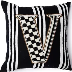 MacKenzie-Childs Monogram V Beaded Throw Pillow< Pillows, Throws, & Cushions
