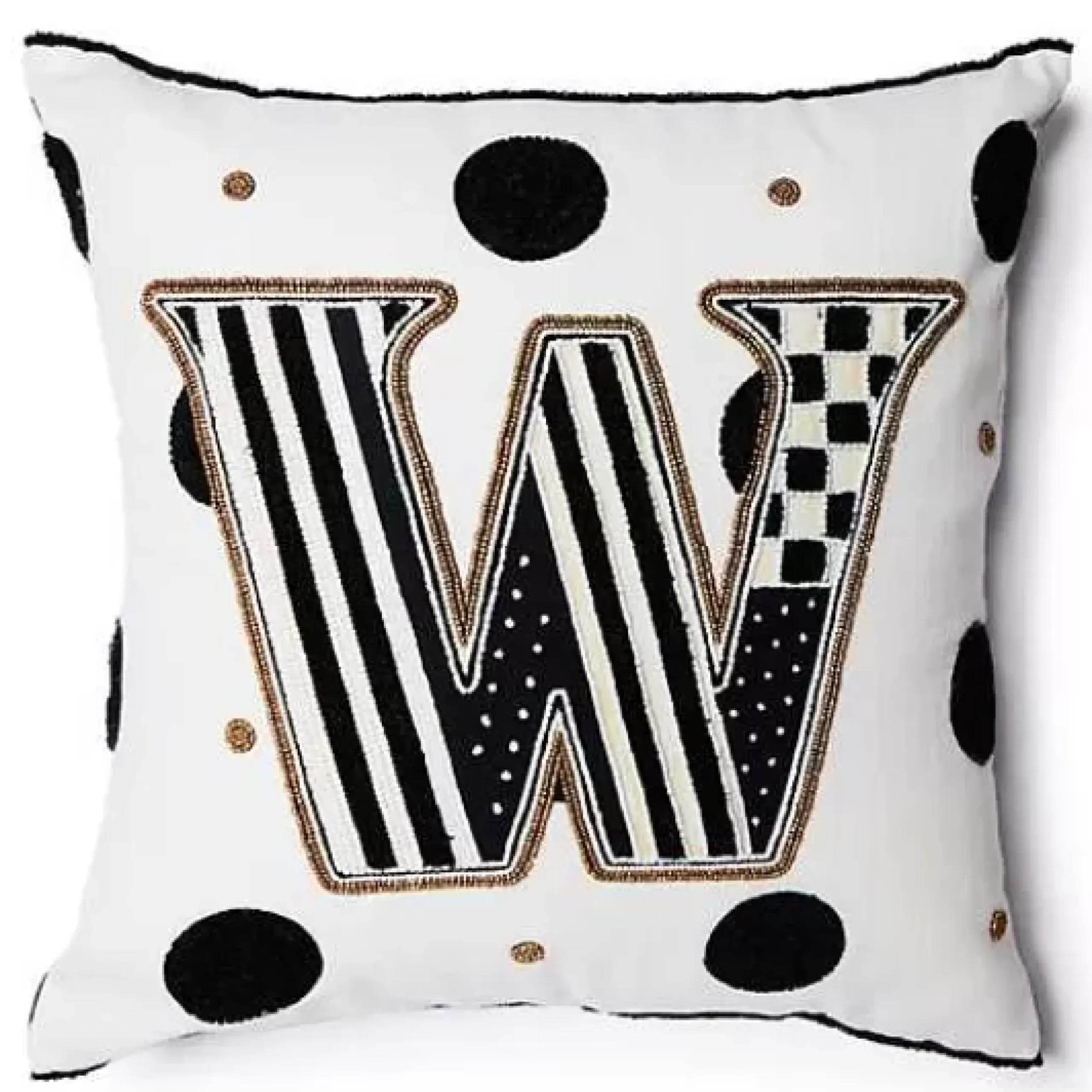 MacKenzie-Childs Monogram W Beaded Throw Pillow< Pillows, Throws, & Cushions