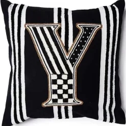 MacKenzie-Childs Monogram Y Beaded Throw Pillow< Pillows, Throws, & Cushions