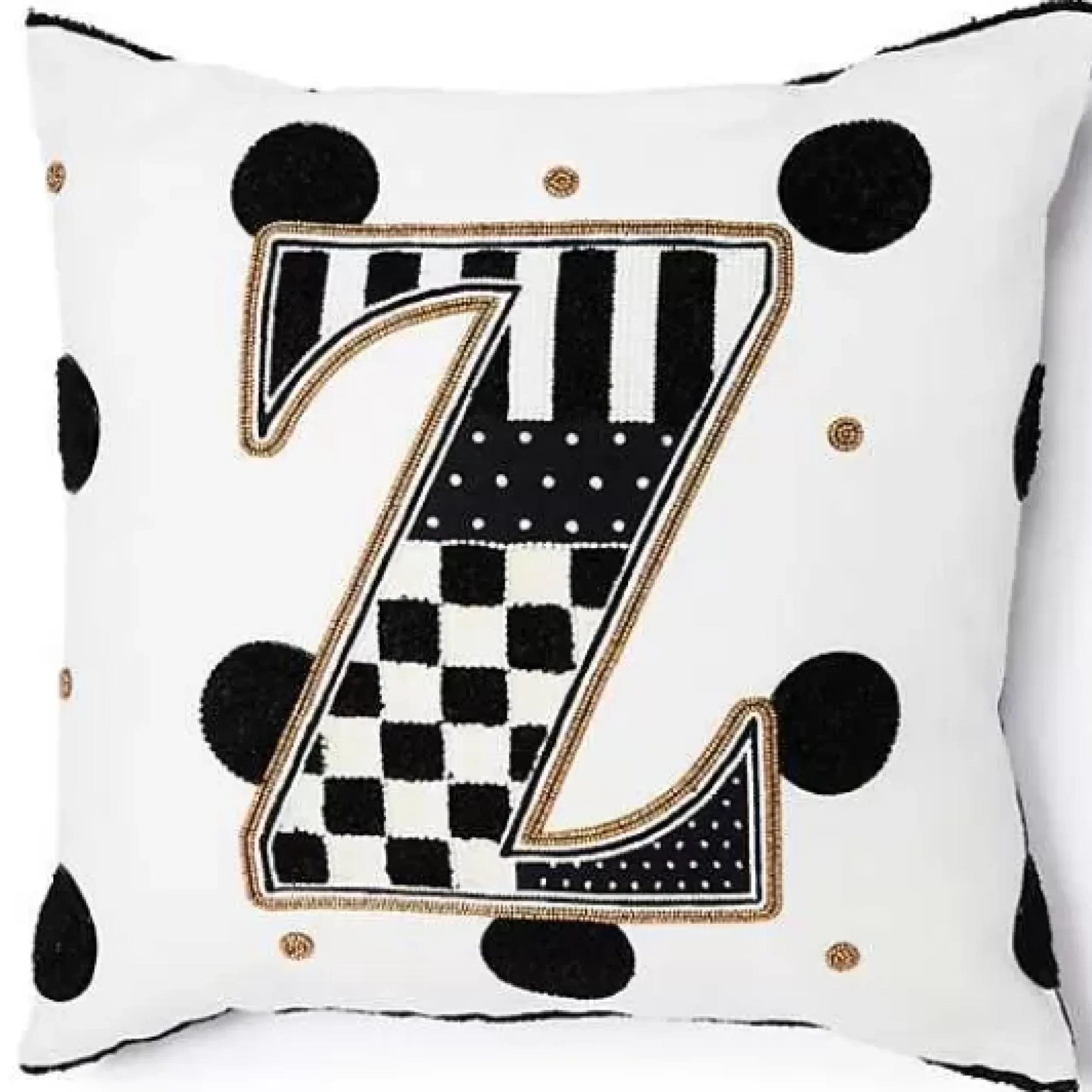 MacKenzie-Childs Monogram Z Beaded Throw Pillow< Pillows, Throws, & Cushions