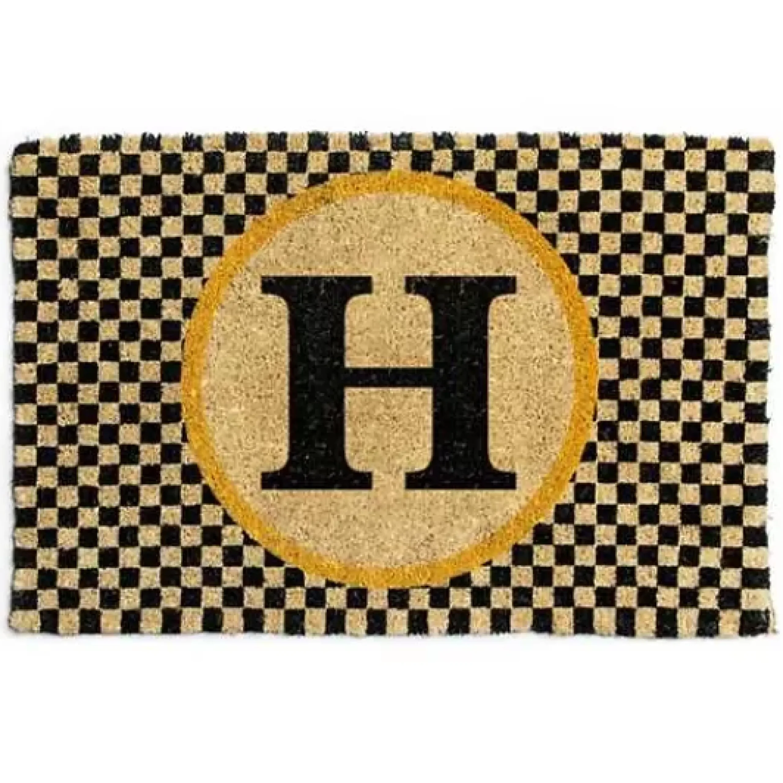 MacKenzie-Childs Monogrammed H Entrance Mat< Outdoor|Rugs