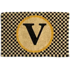 MacKenzie-Childs Monogrammed V Entrance Mat< Outdoor|Rugs