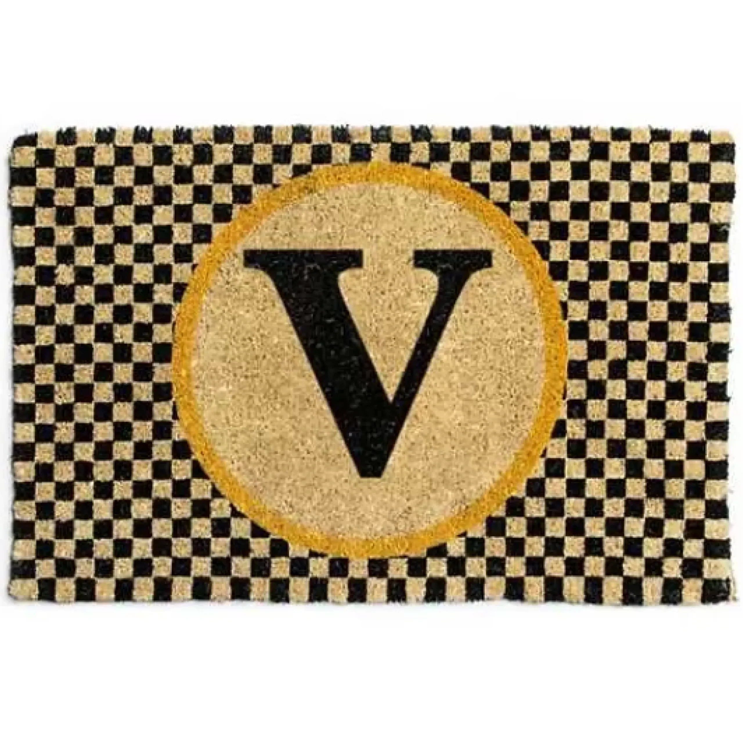 MacKenzie-Childs Monogrammed V Entrance Mat< Outdoor|Rugs
