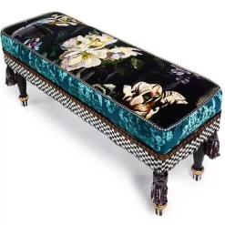 MacKenzie-Childs Moonlight Garden Floral Scuttlebutt Bench< Living Room|Bedroom