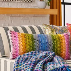 MacKenzie-Childs Mosaic Basket Weave Throw< Pillows, Throws, & Cushions|Room Accents