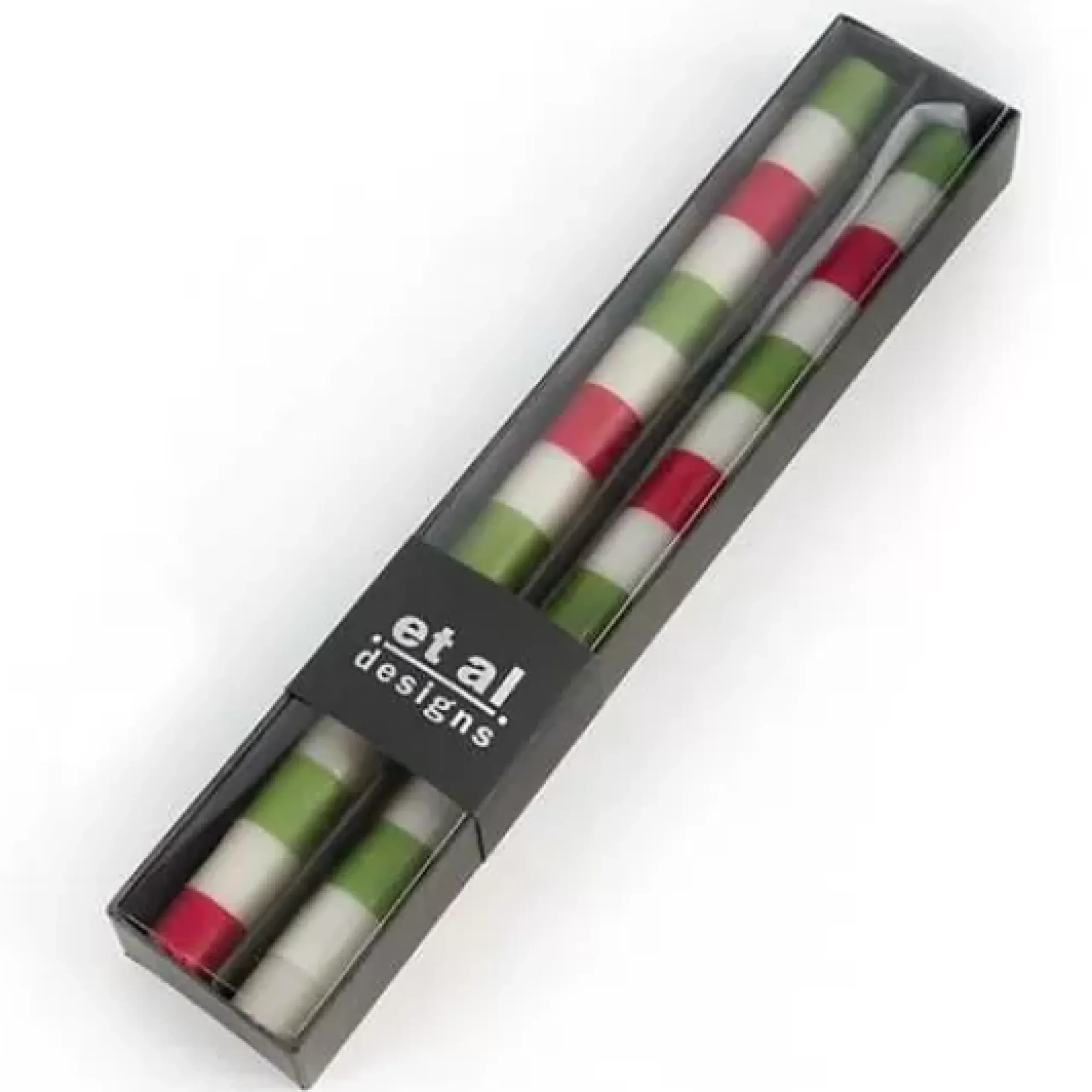 MacKenzie-Childs Multi Bands Red Green Dinner Candles, Set of 2< Holiday|Candles & Fragrances