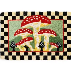 MacKenzie-Childs Mushroom  Check Border Entrance Mat< The Fall Shop|Rugs