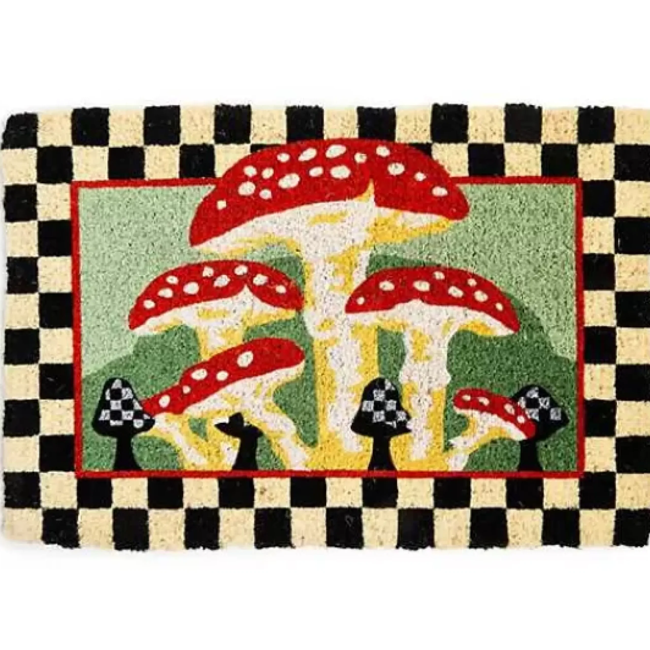 MacKenzie-Childs Mushroom Check Border Entrance Mat< The Fall Shop|Rugs