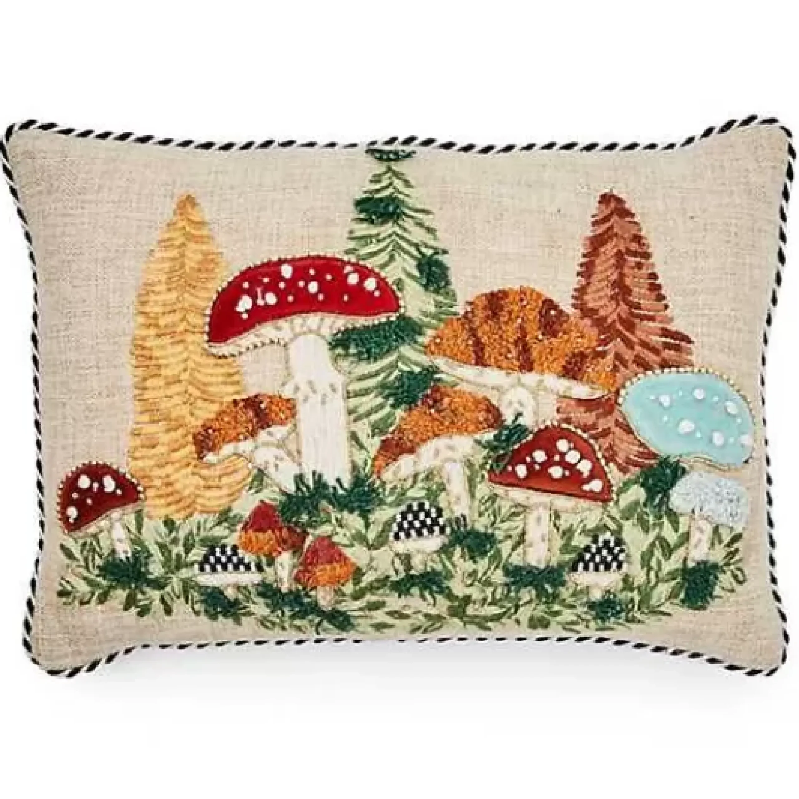 MacKenzie-Childs Mushroom Embellished Lumbar Pillow< Pillows, Throws, & Cushions
