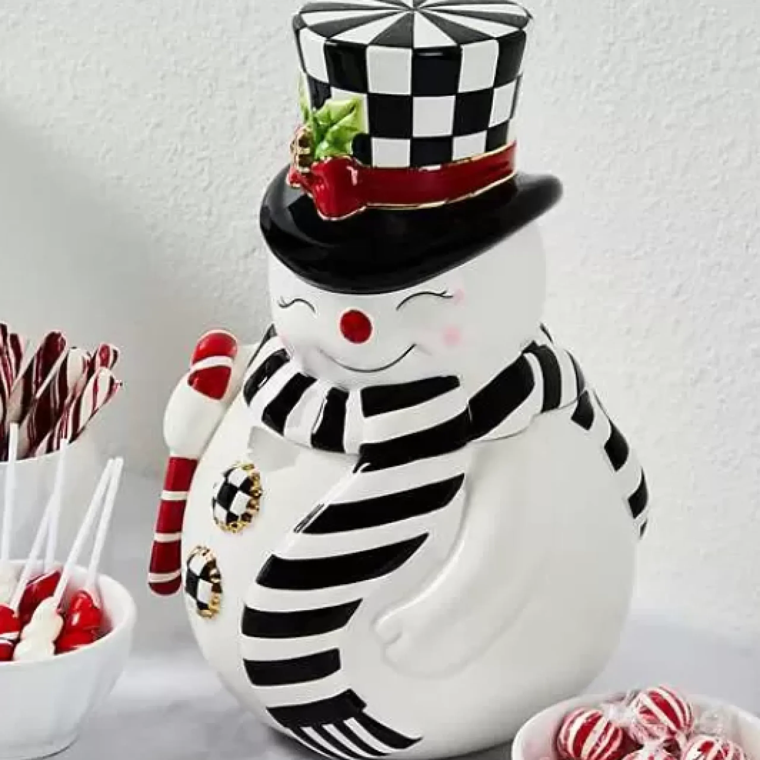 MacKenzie-Childs Nostalgia Snowman Cookie Jar< Kitchen Storage & Organization