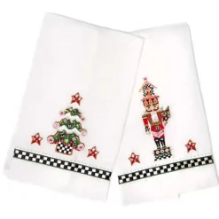 MacKenzie-Childs Nutcracker Tree Guest Towels, Set of 2< Holiday|Bath & Bath Accessories