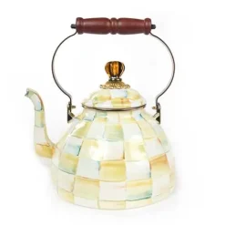 MacKenzie-Childs Parchment Check 3 Quart Tea Kettle< Tea Kettles