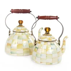 MacKenzie-Childs Parchment Check 3 Quart Tea Kettle< Tea Kettles