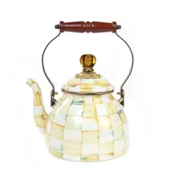 MacKenzie-Childs Parchment Check 2 Quart Tea Kettle< Tea Kettles