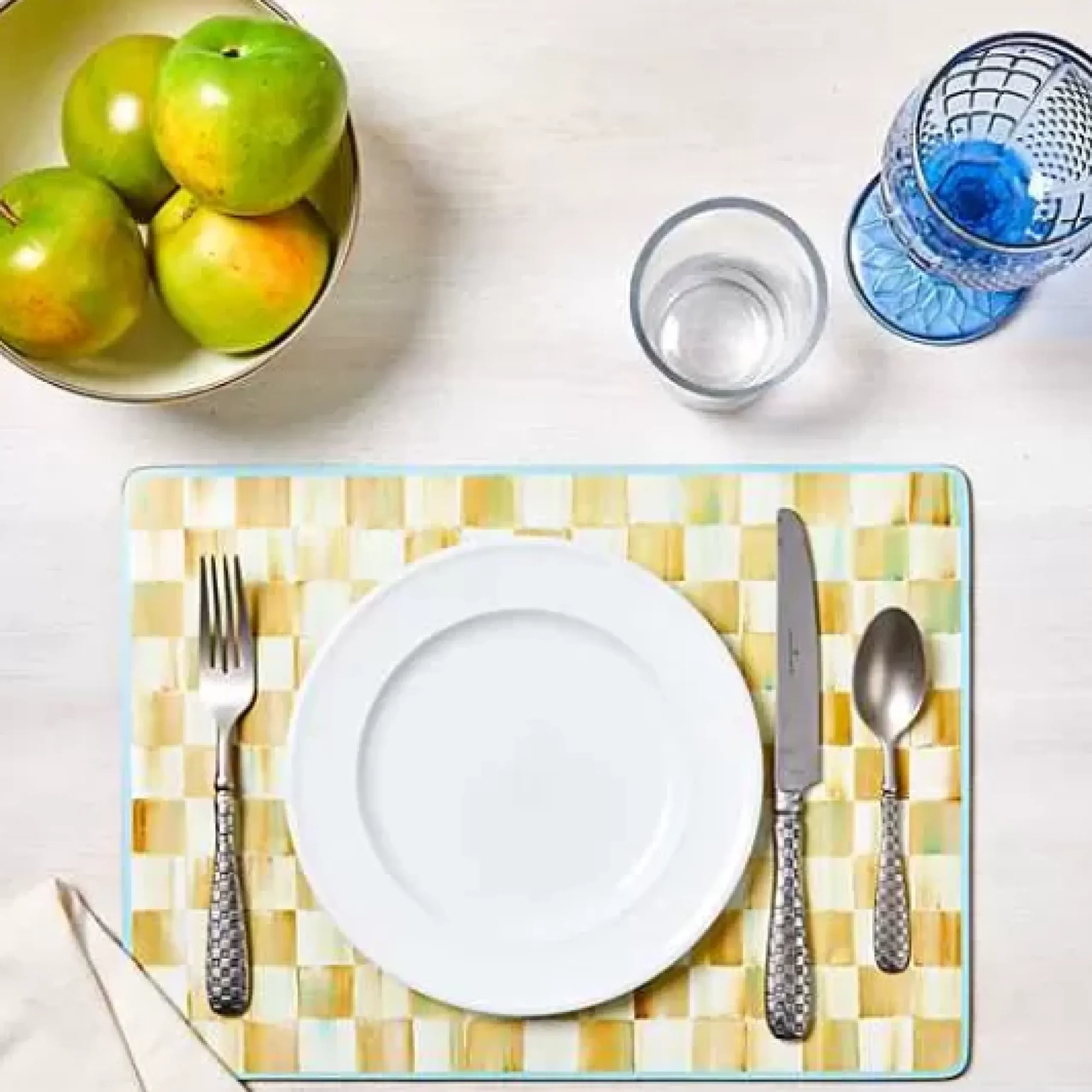 MacKenzie-Childs Parchment Check Cork Back Placemats, Set of 4< Table Accessories|Kitchen & Table Linens