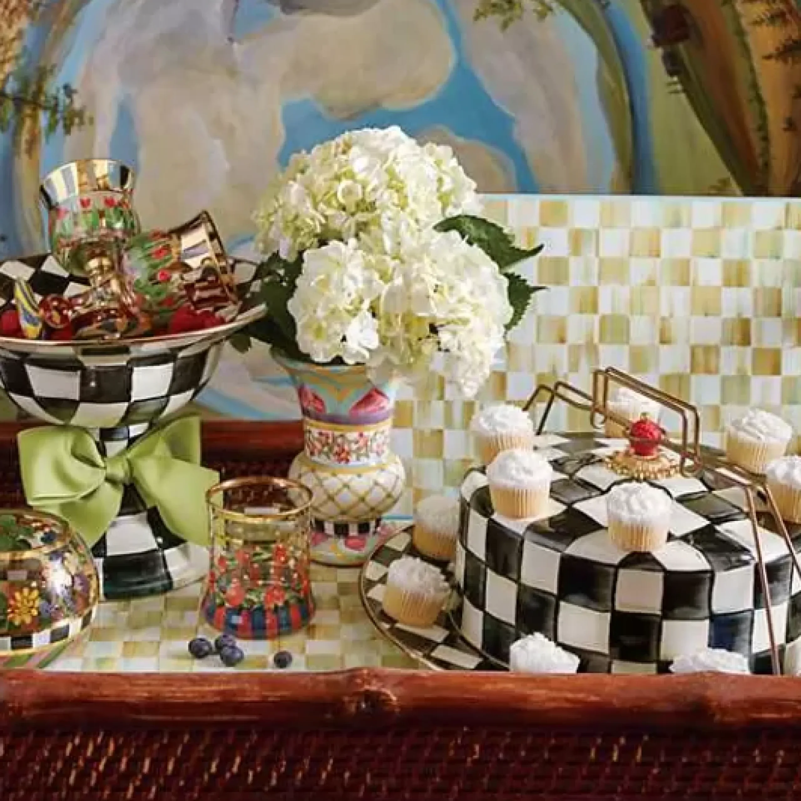 MacKenzie-Childs Parchment Check Cork Back Placemats, Set of 4< Table Accessories|Kitchen & Table Linens