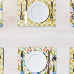 MacKenzie-Childs Parchment Check Cork Back Placemats, Set of 4< Table Accessories|Kitchen & Table Linens