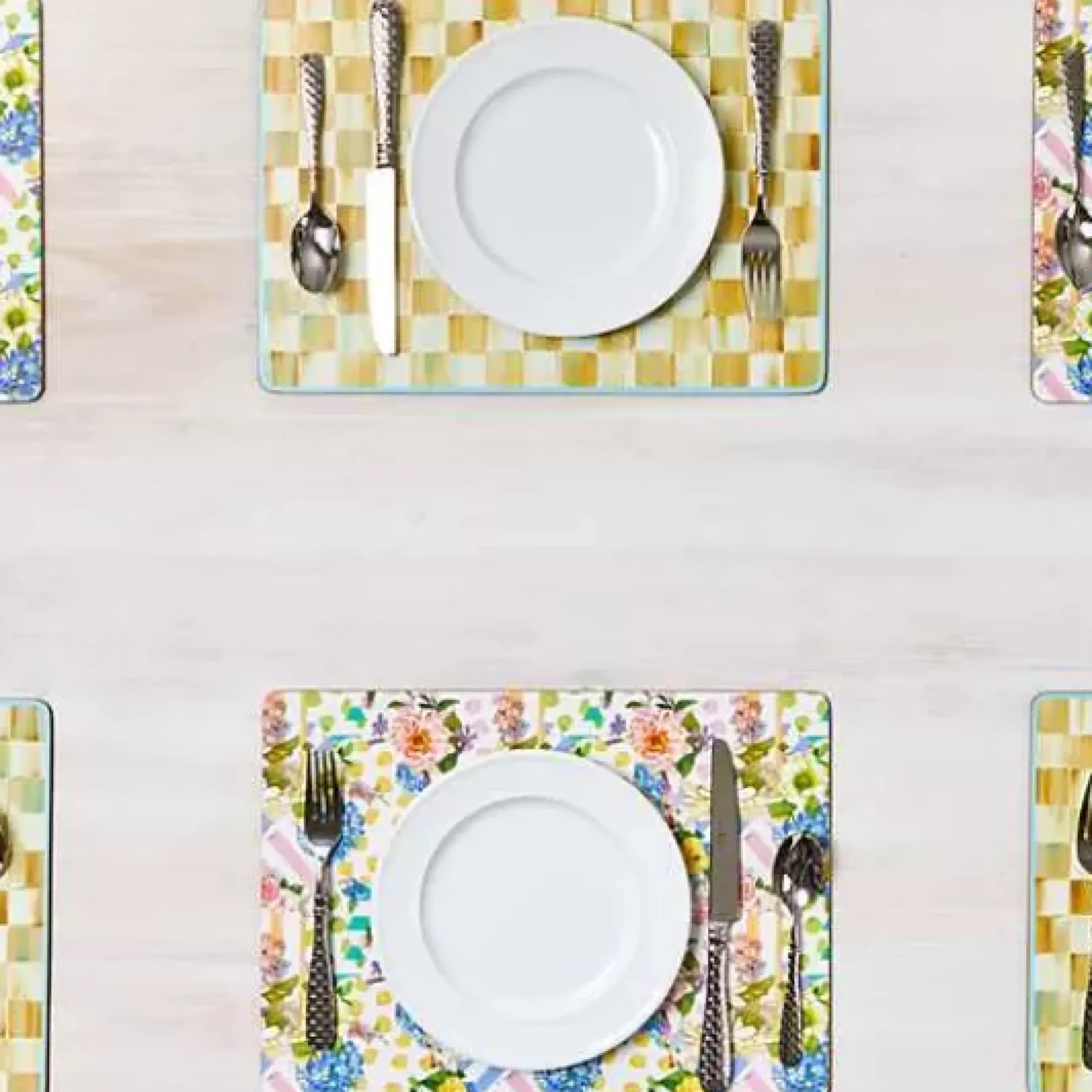 MacKenzie-Childs Parchment Check Cork Back Placemats, Set of 4< Table Accessories|Kitchen & Table Linens