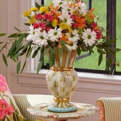 MacKenzie-Childs Parchment Check Great Vase< Room Accents