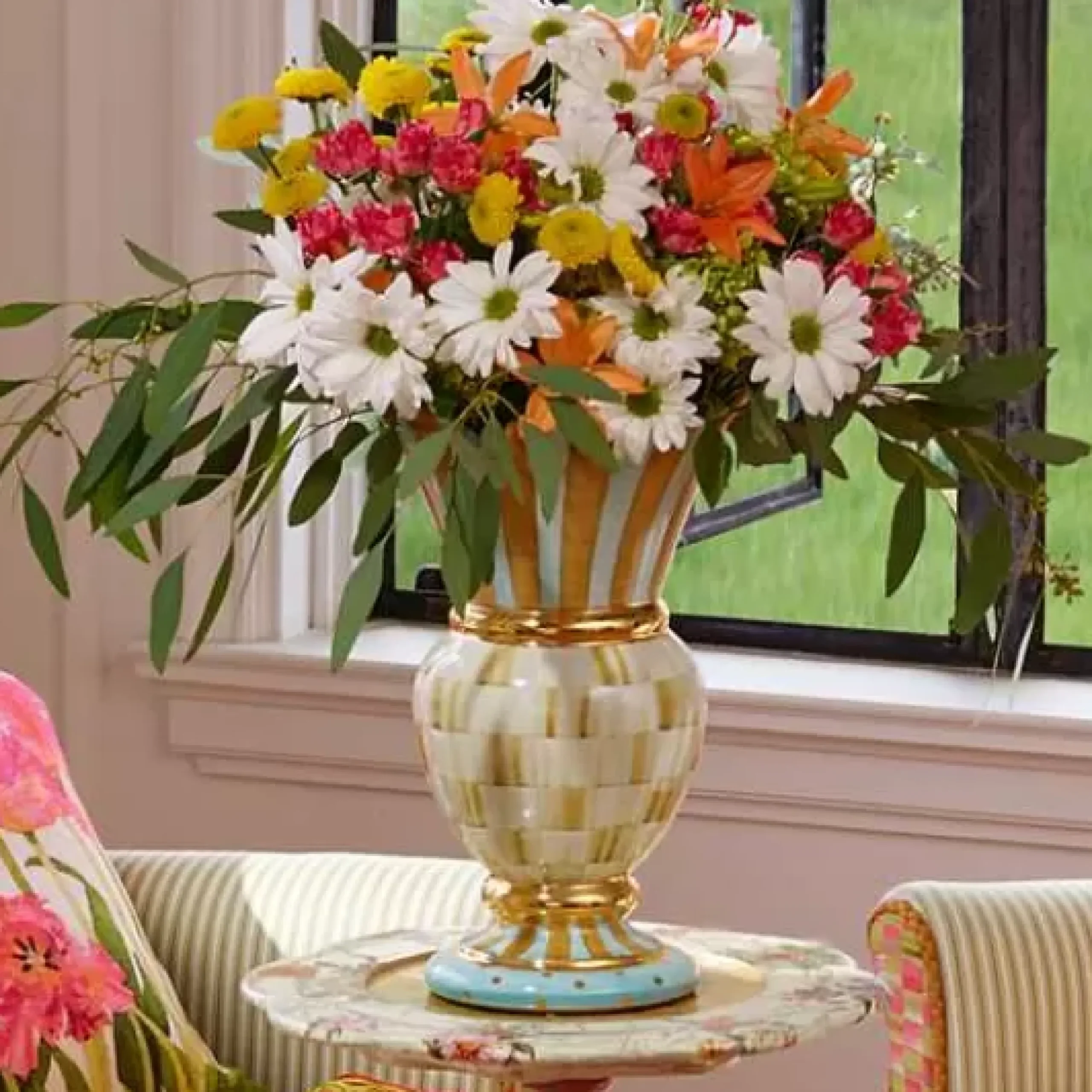 MacKenzie-Childs Parchment Check Great Vase< Room Accents