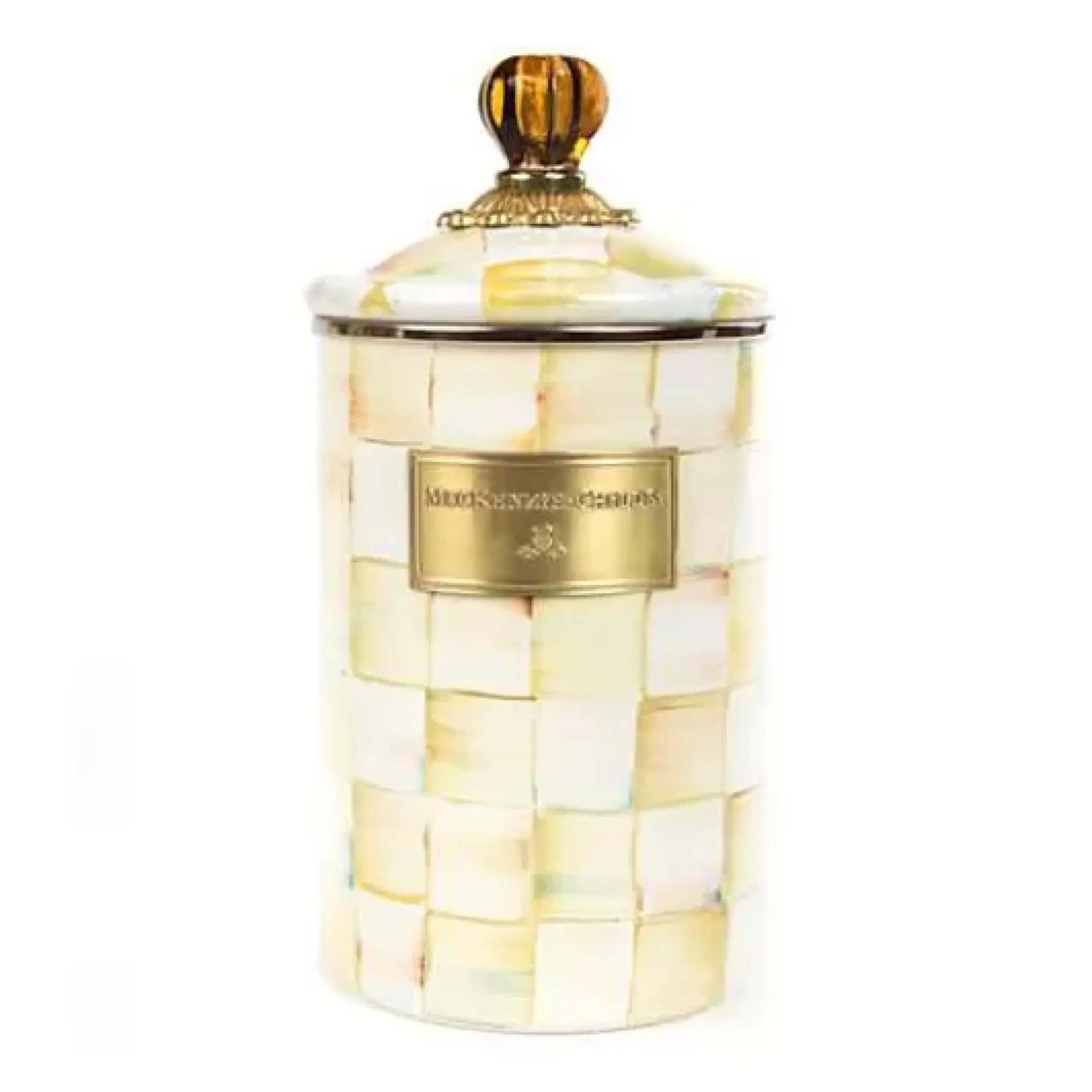 MacKenzie-Childs Parchment Check Large Canister< Room Accents|Kitchen Storage & Organization