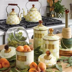 MacKenzie-Childs Parchment Check Large Canister< Room Accents|Kitchen Storage & Organization